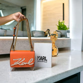 Karl Lagerfeld K Signature Cross Body Shoulder Bag With OG Box & Dust Bag (Orange - 340)